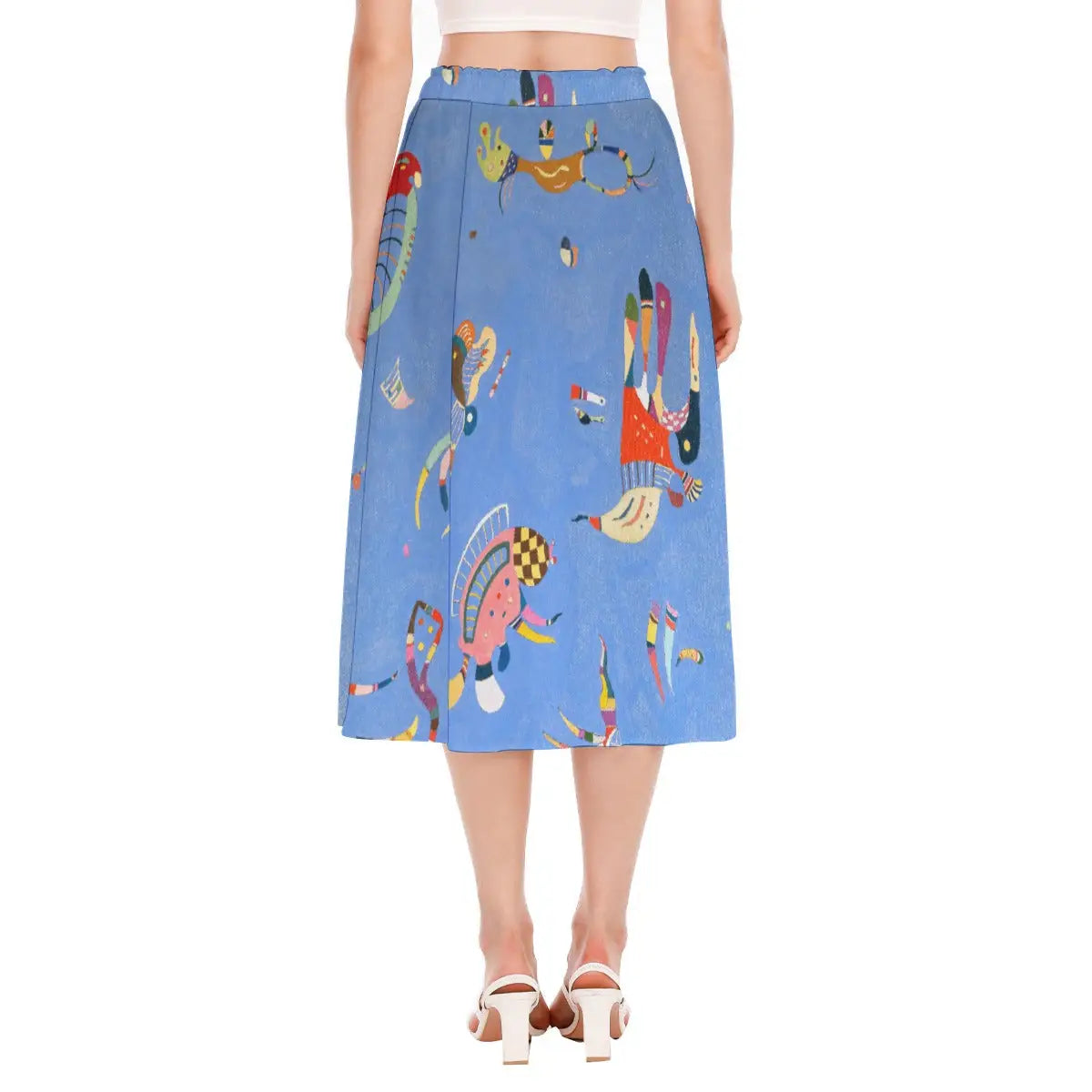 Back view of Wassily Kandinsky Skirt displaying continuous wrap-around pattern that captures the complete abstract composition