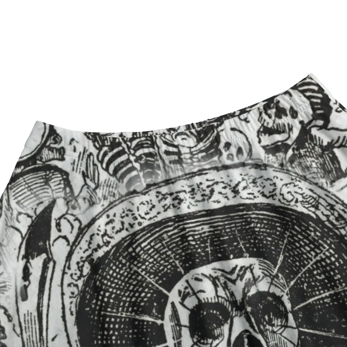 Close-up of elegant skeleton figures and distinctive line work from Posada's revolutionary printmaking beautifully rendered on premium fabric