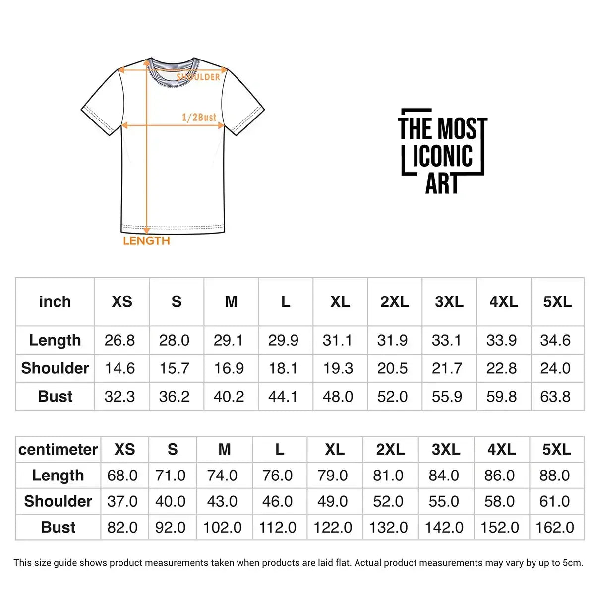 Artistic T-Shirts Cotton - Size Chart