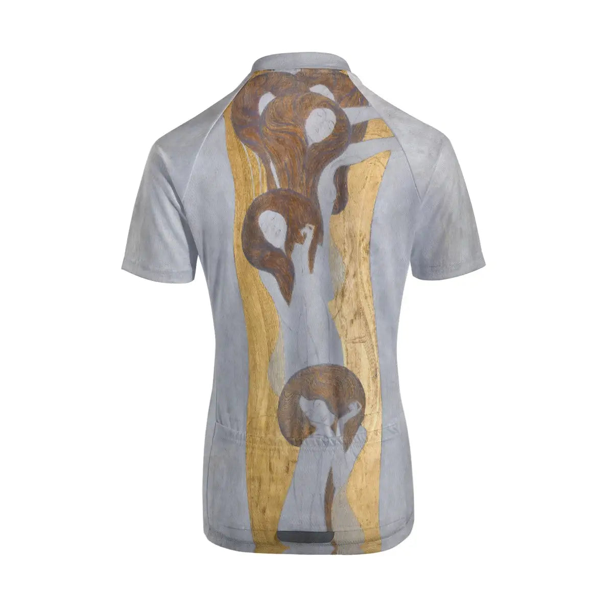 Back view showing the three functional storage pockets on Beethoven Frieze women's cycling jersey