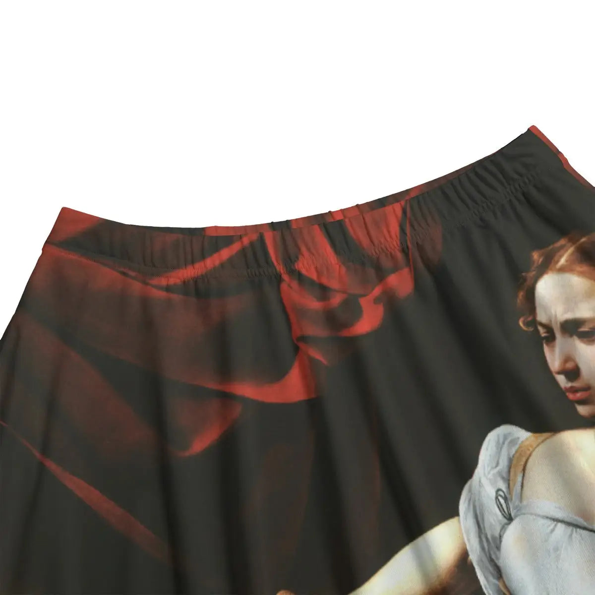Close-up of Judith's determined expression and dramatic lighting from Caravaggio's psychological masterpiece beautifully rendered on premium fabric