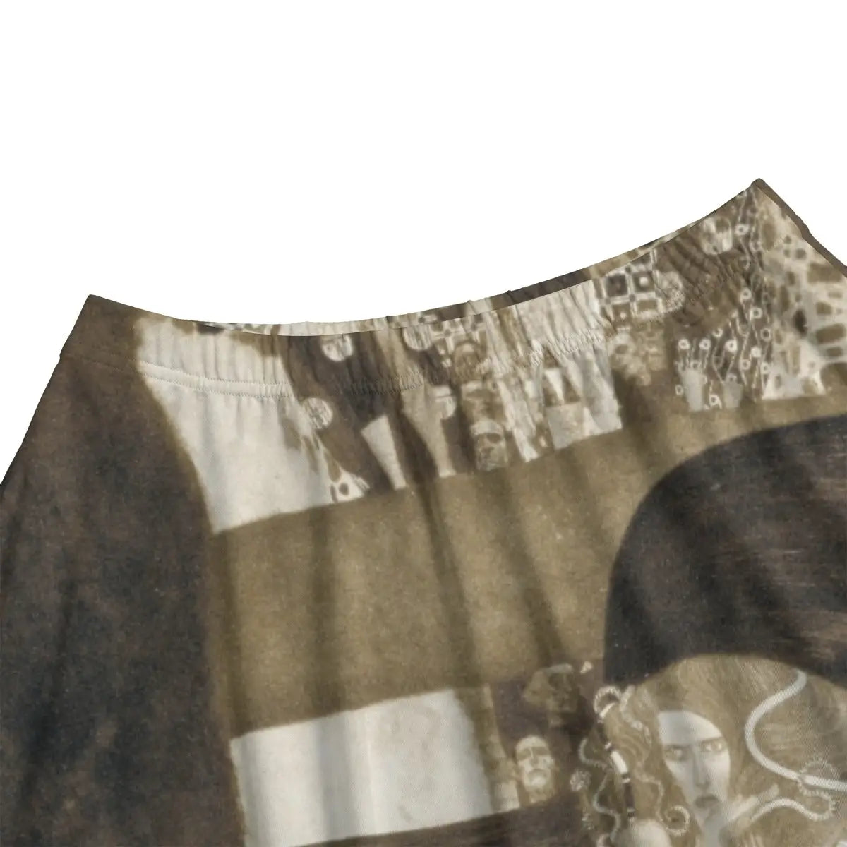 Close-up of shadowy justice figures and tentacle-like forms from Klimt's controversial masterpiece beautifully rendered on premium fabric