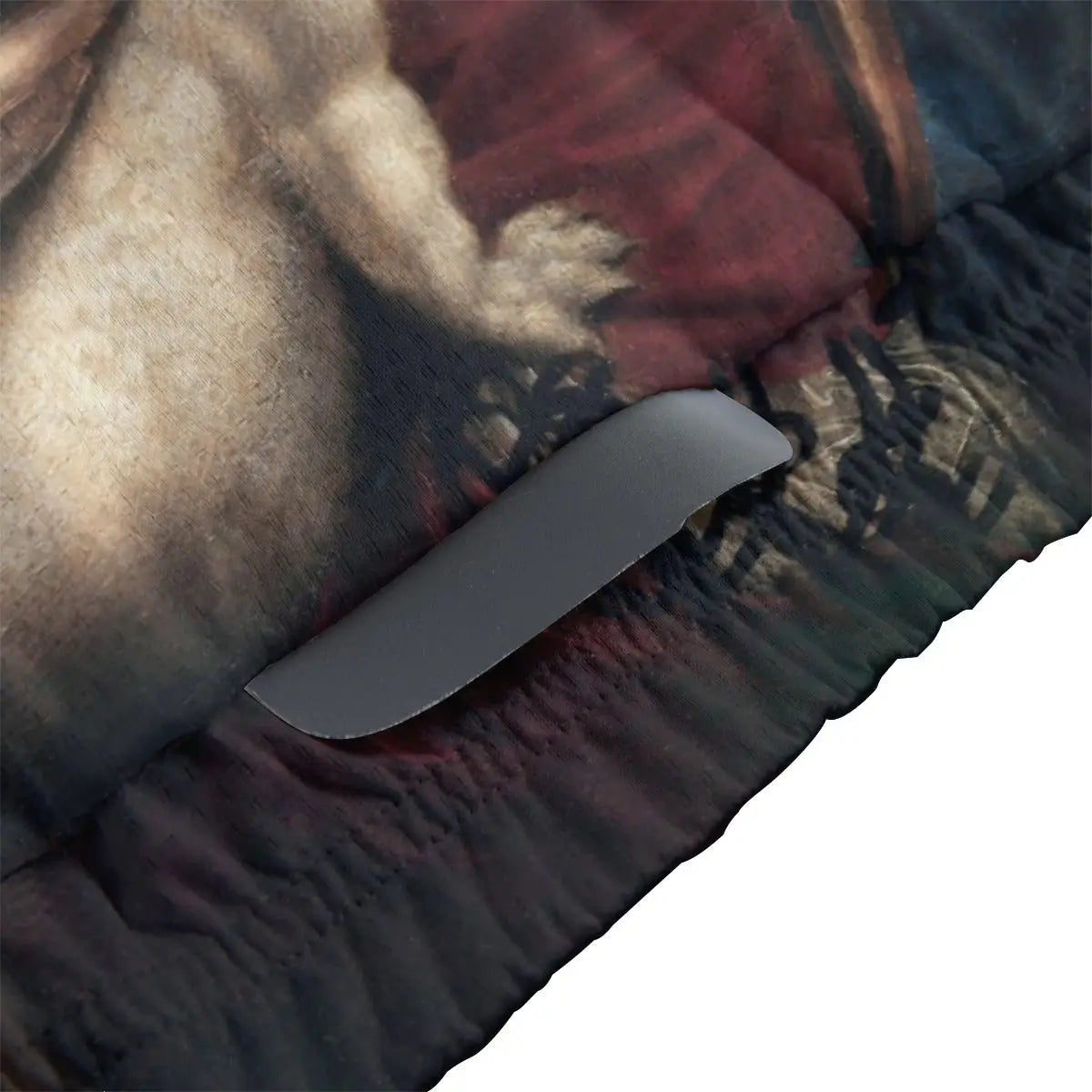 Woman cyclist in composed profile wearing the Lady with an Ermine jersey against Renaissance landscape