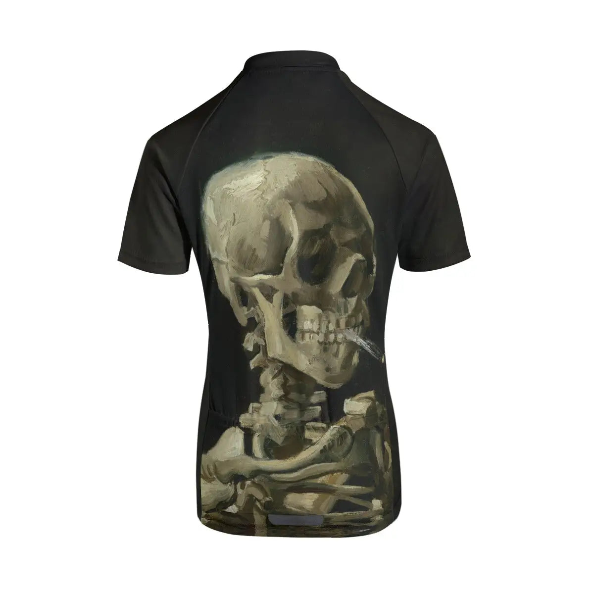 Back view showing the three functional storage pockets on Skull of a Skeleton women's cycling jersey