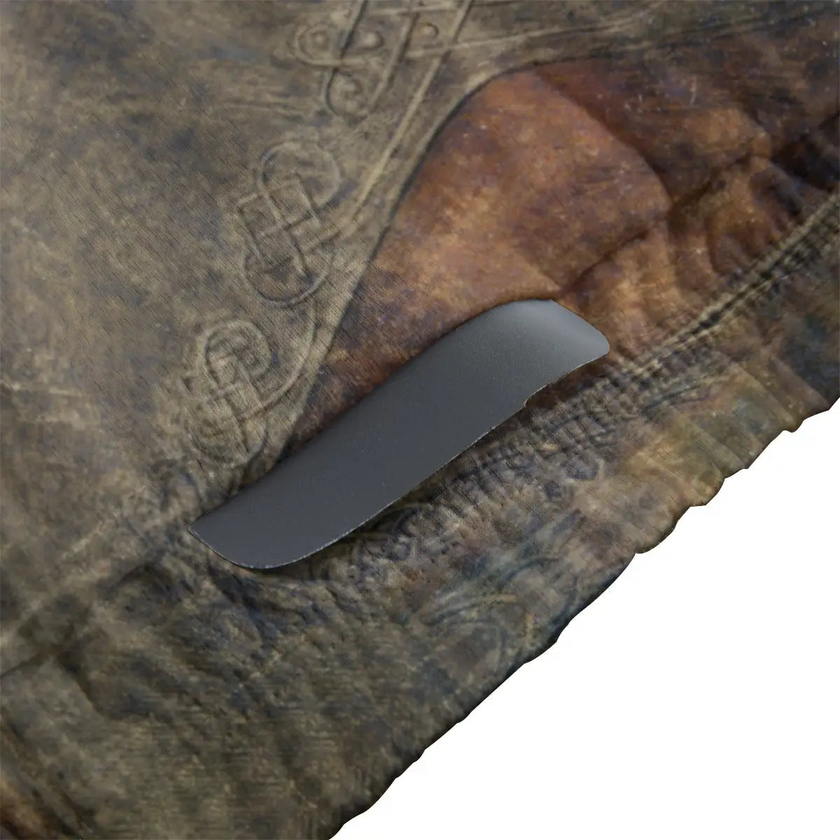 Close-up of secure non-slip rubber hem on Renaissance portrait cycling jersey maintaining position during elegant ride
