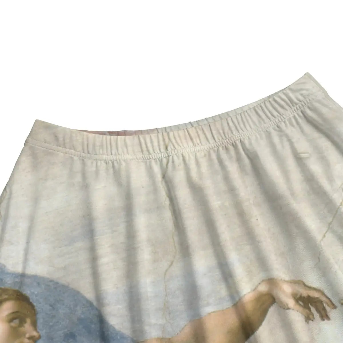 Side view of A-line Renaissance skirt showing elegant drape and flow of fabric with the Sistine Chapel scene