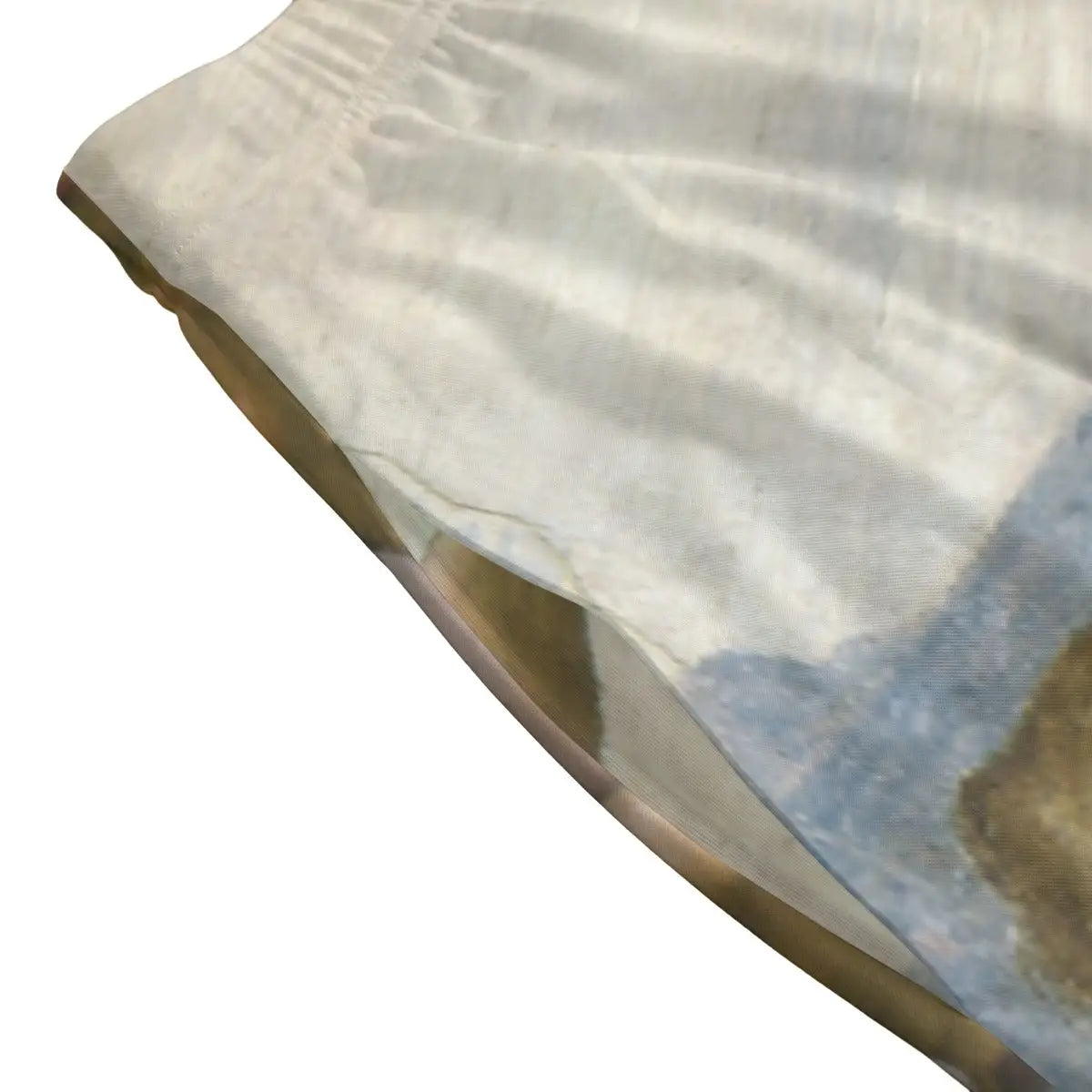 Close-up of the famous touching fingers detail from Michelangelo's masterpiece beautifully rendered on quality fabric