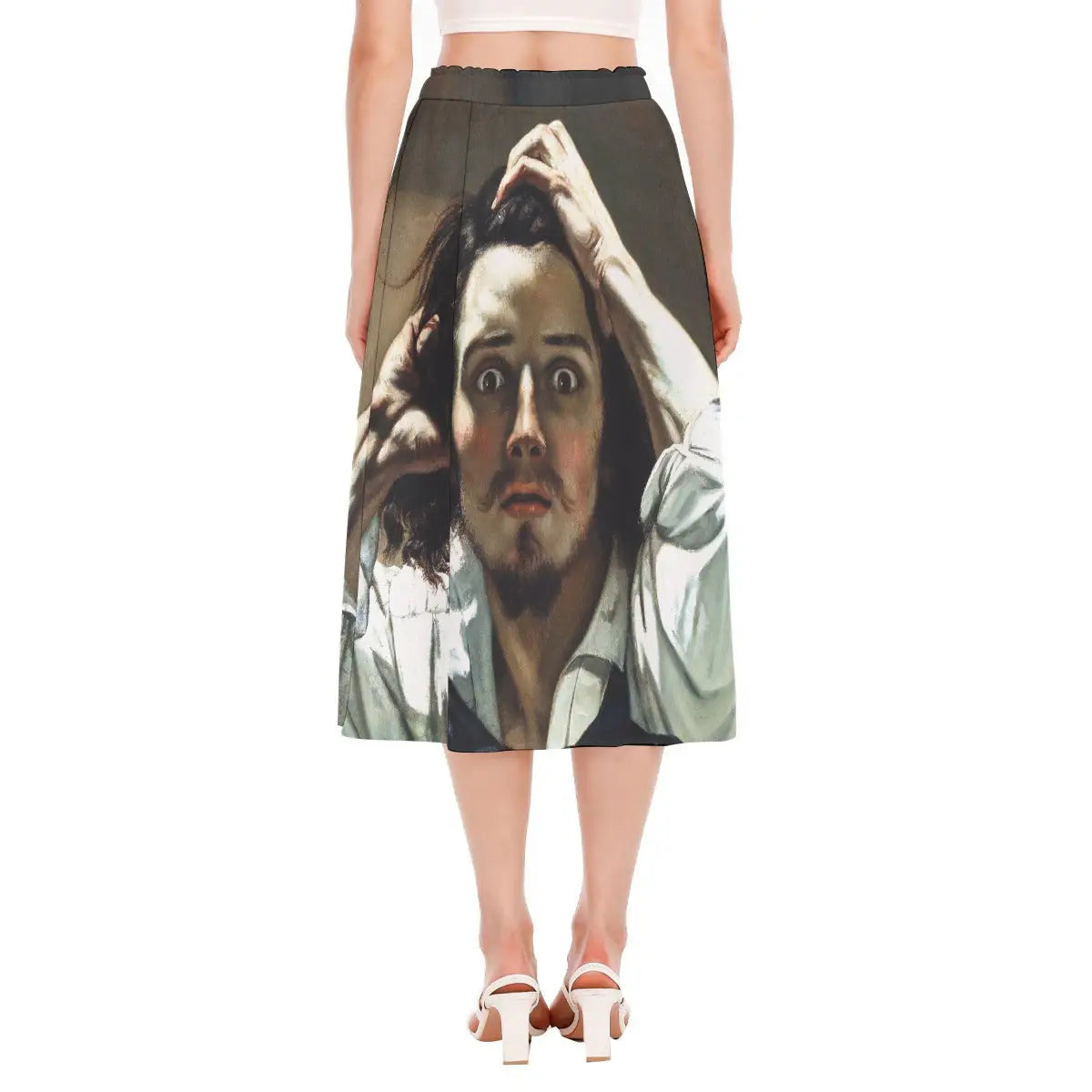 Back view of Gustave Courbet Skirt displaying complete wrap-around pattern that captures the intensity of the original painting
