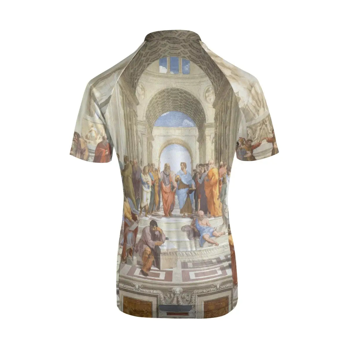 Back view showing the three functional storage pockets on School of Athens women's cycling jersey