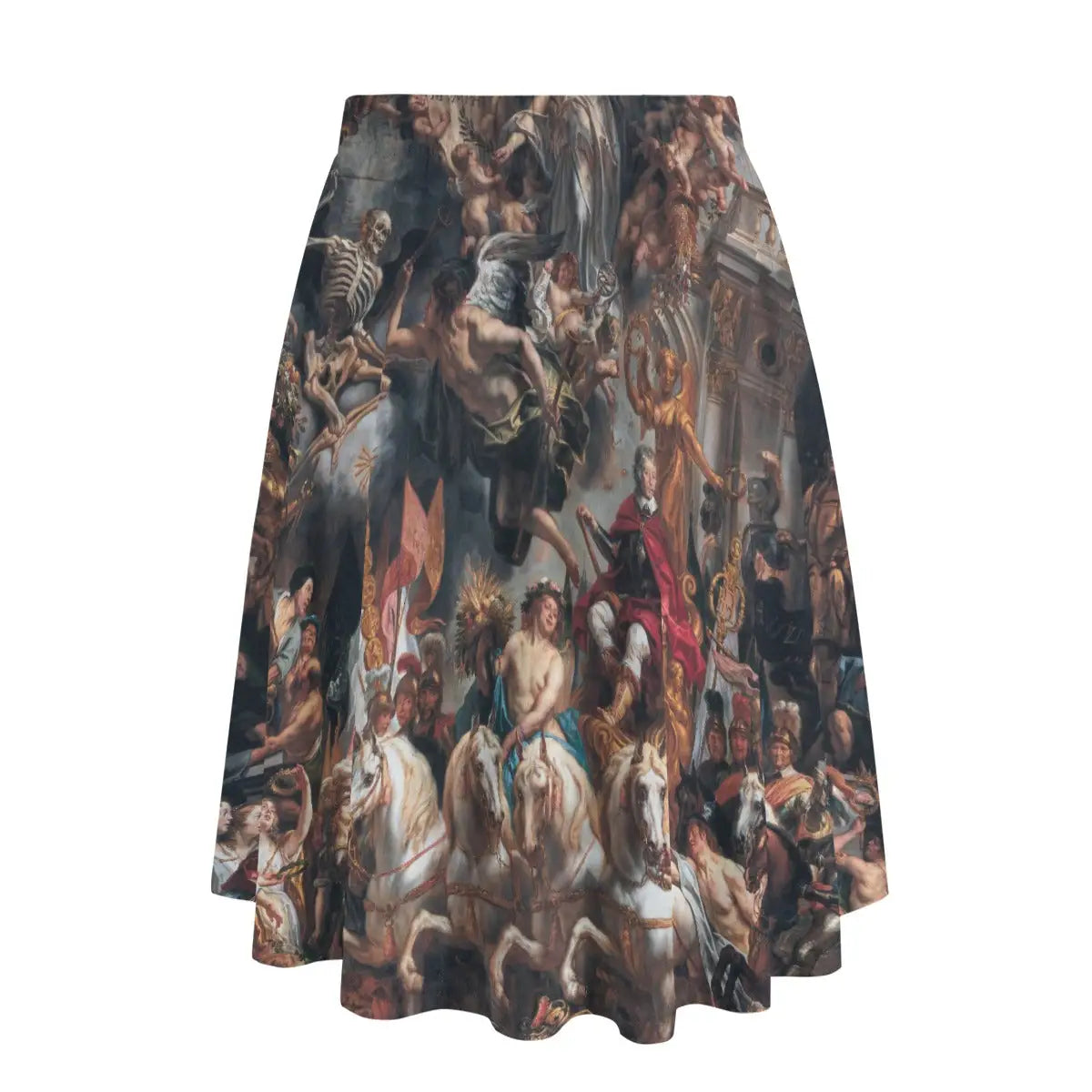 Back view of Dutch Baroque-inspired maxi skirt showing how the historical celebration wraps majestically around the garment