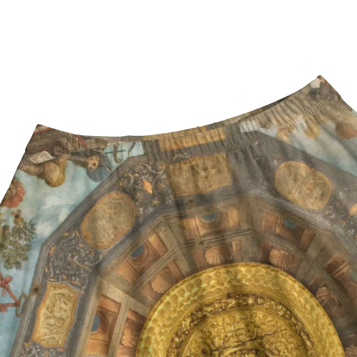 Close-up of classical allegories and architectural framework details from Garofalo's ceiling masterpiece beautifully rendered on premium fabric