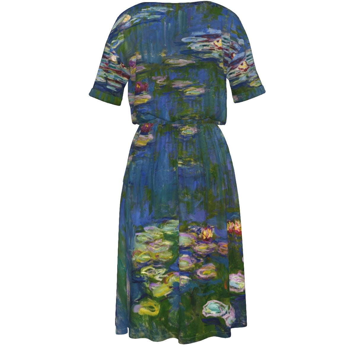 Floral-patterned waist dress with artistic flair