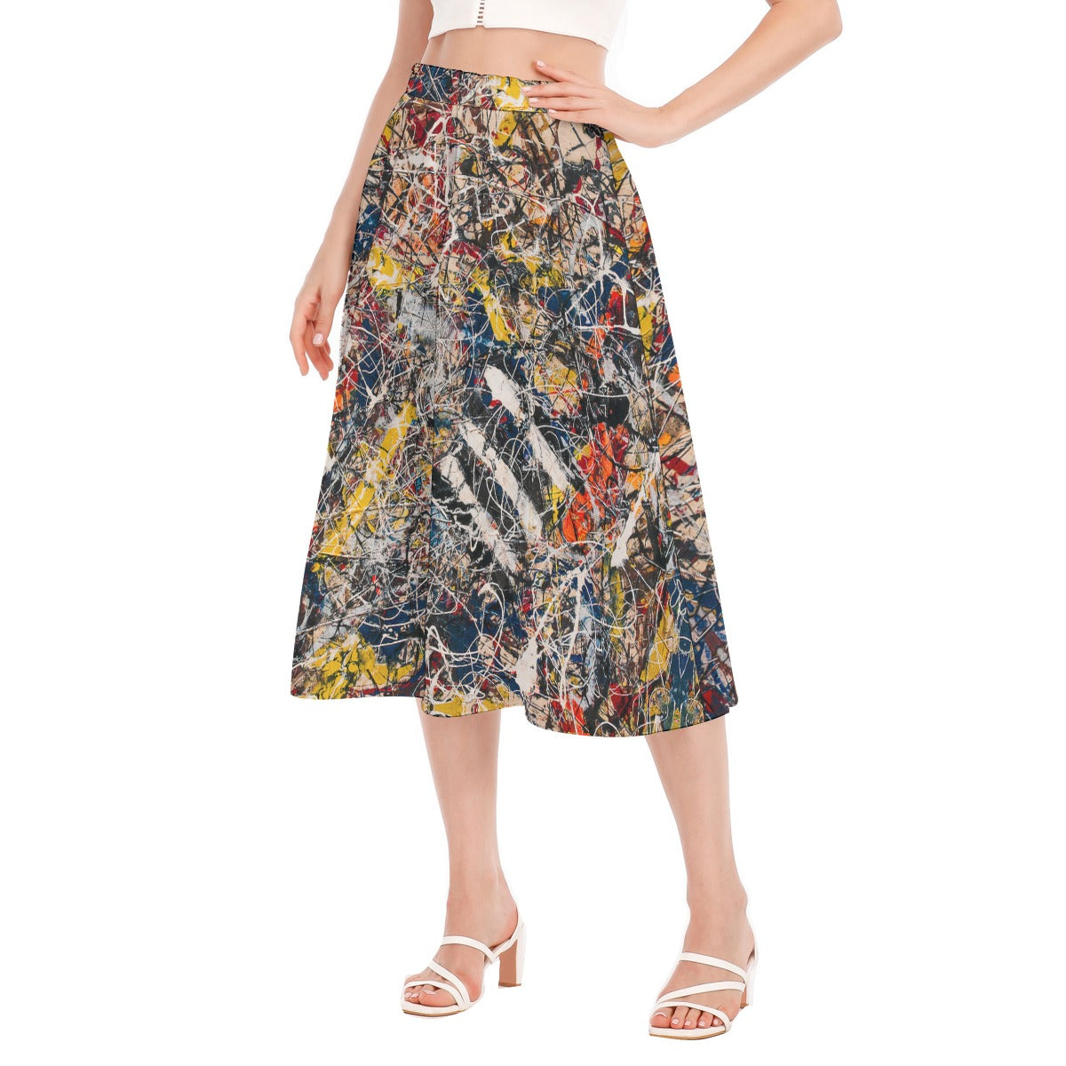 Vibrant Chiffon Midi Skirt