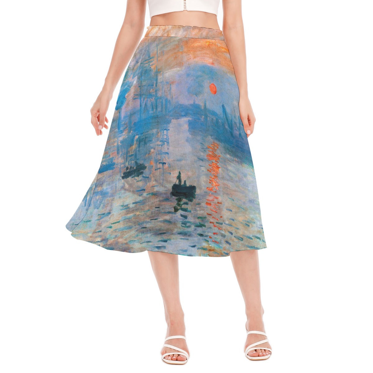 Ethereal chiffon skirt featuring Impression Sunrise motif
