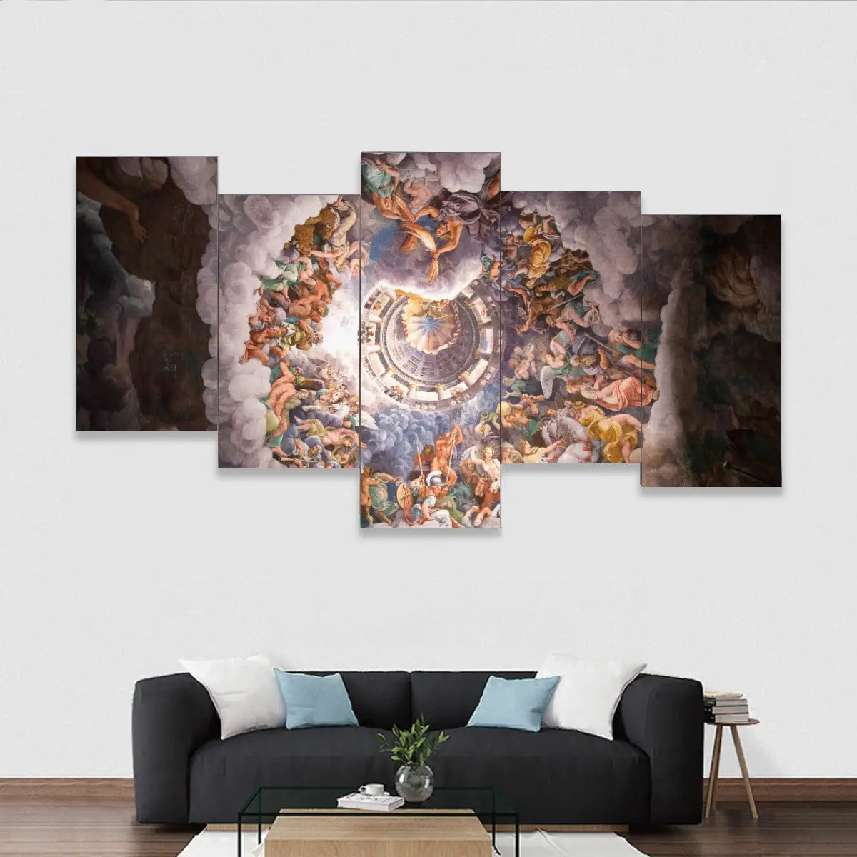 Chamber of Giants 5-piece canvas wall art set showing Renaissance battle scene between gods and giants