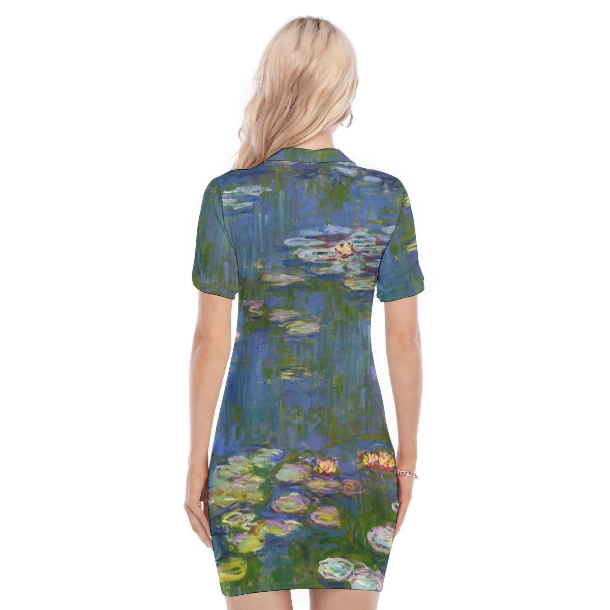 Artistic Women's Polo Collar Dress Inspired by Monet
