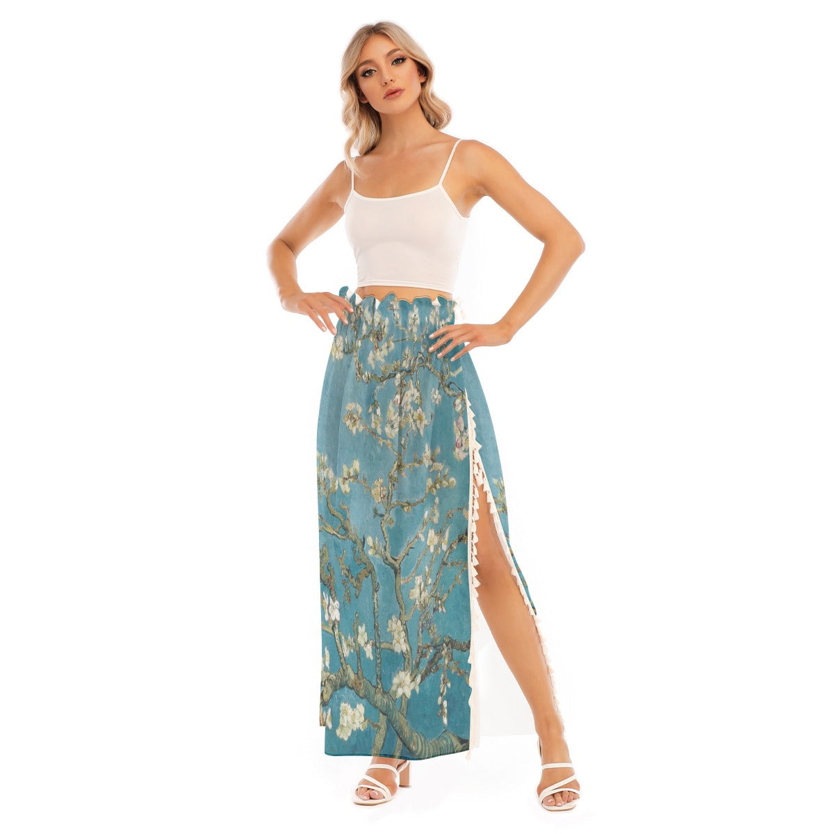 Whimsical Fashion - Model Wearing Almond Blossom Skirt