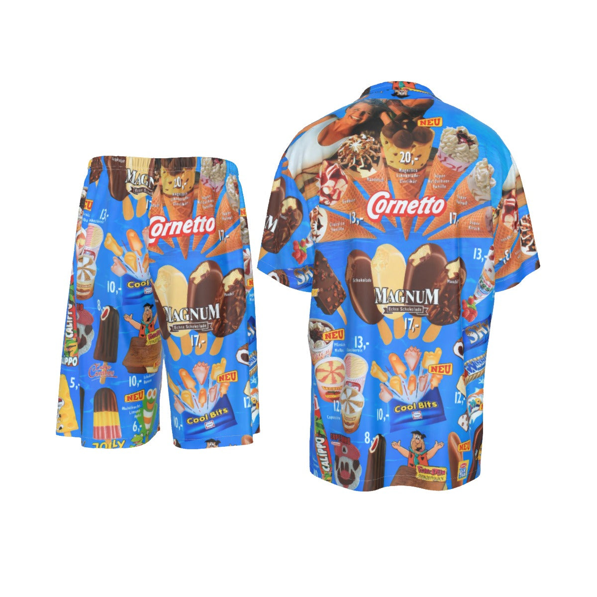 Retro-inspired summer beachwear with a Hawaiian print