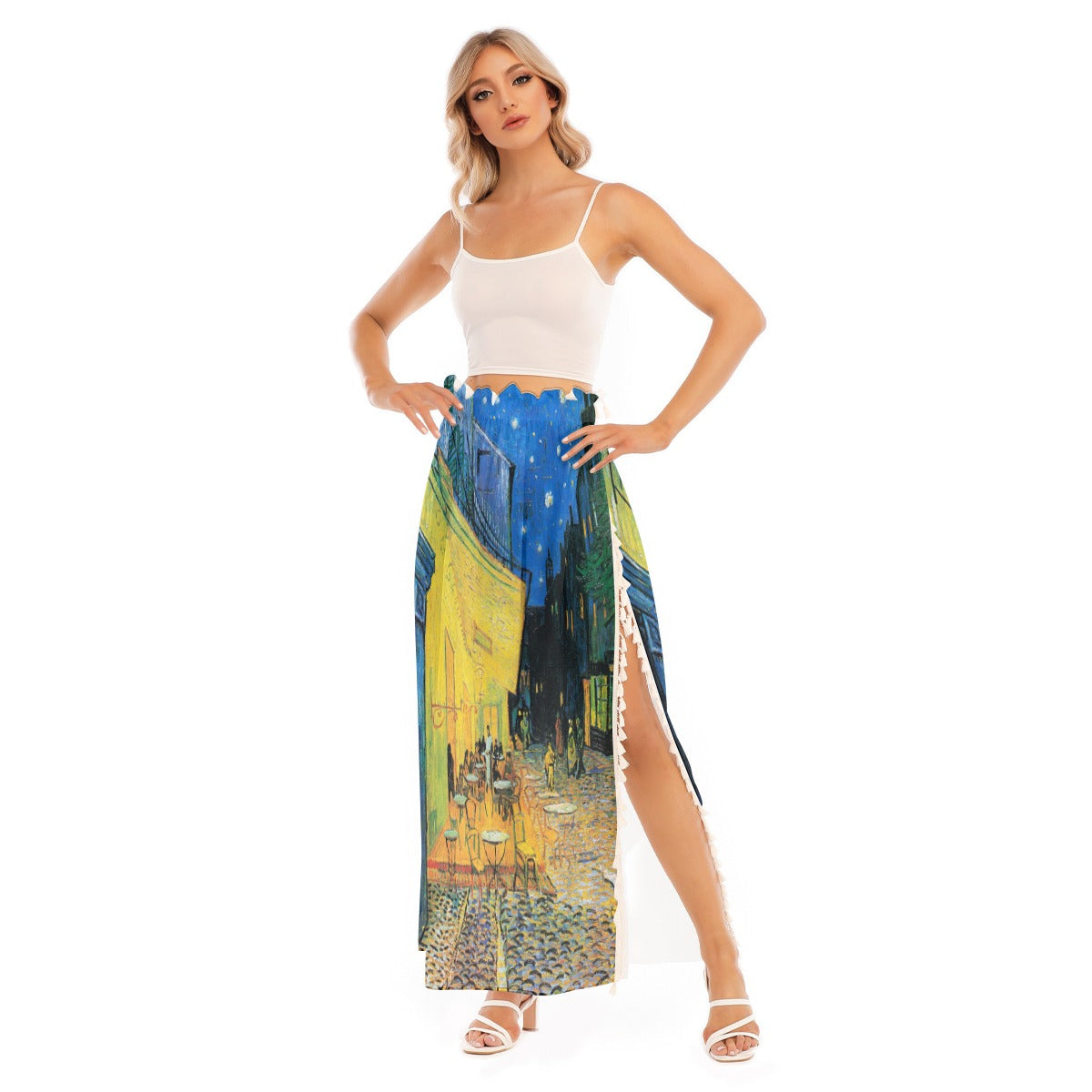 Unique skirt design with artistic flair.