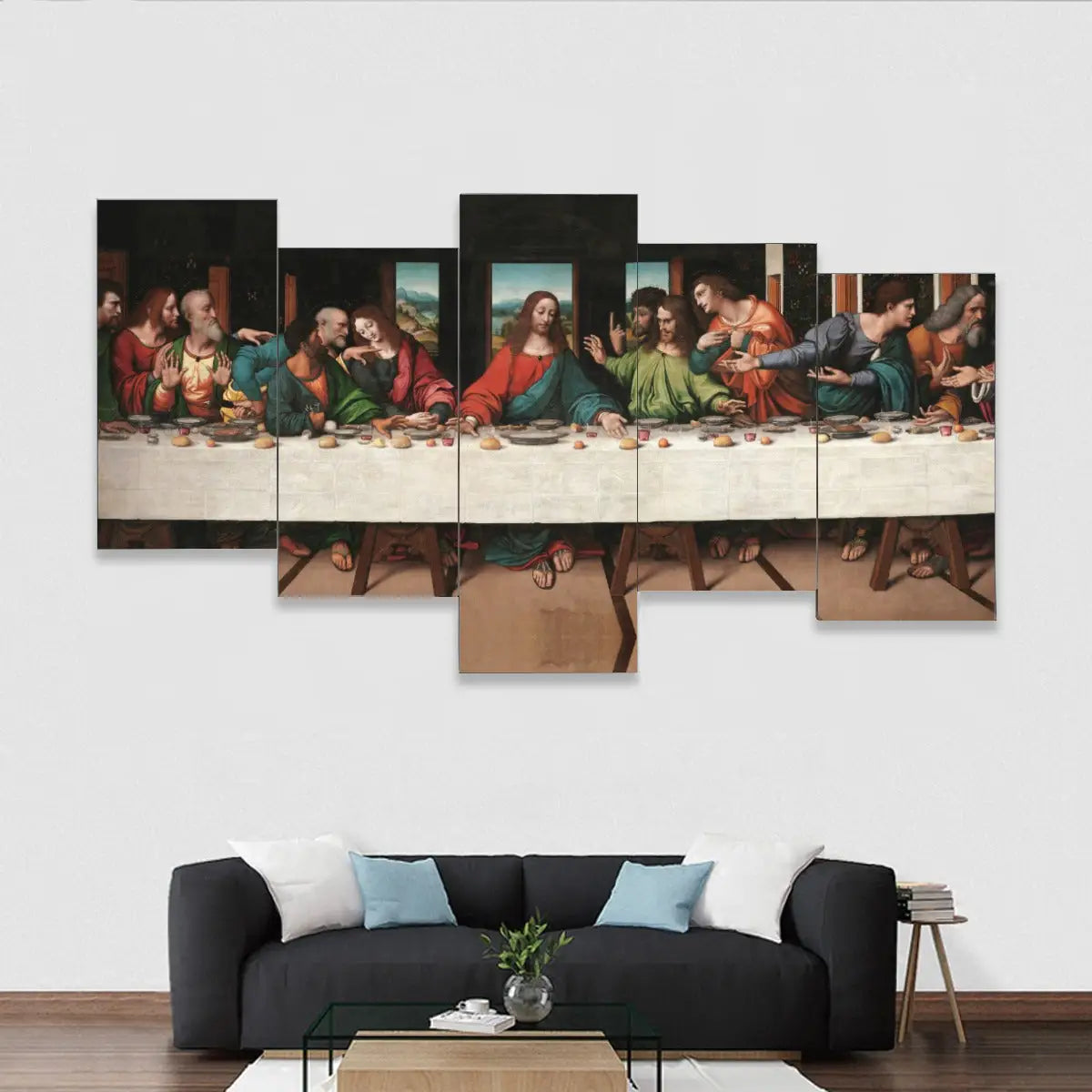 Last Supper 5-Piece Canvas Art Set by Da Vinci - Full Wall Display of Religious Masterpiece