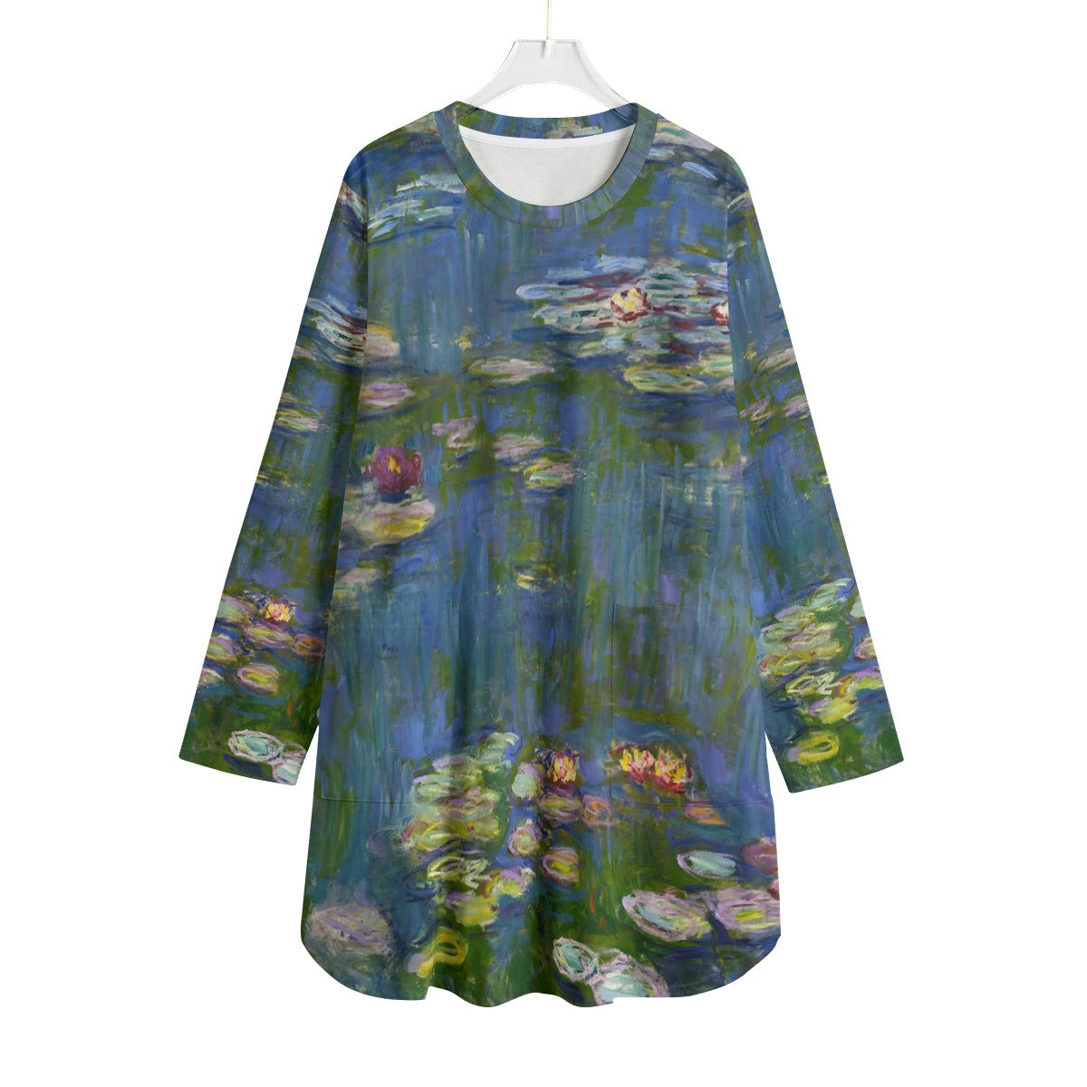 Delicately crafted cotton dress featuring Claude Monet's iconic water lilies.