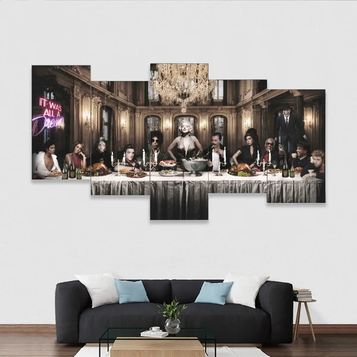 Music Icons Last Supper Mural - Premium 5-Piece Canvas Wall Art