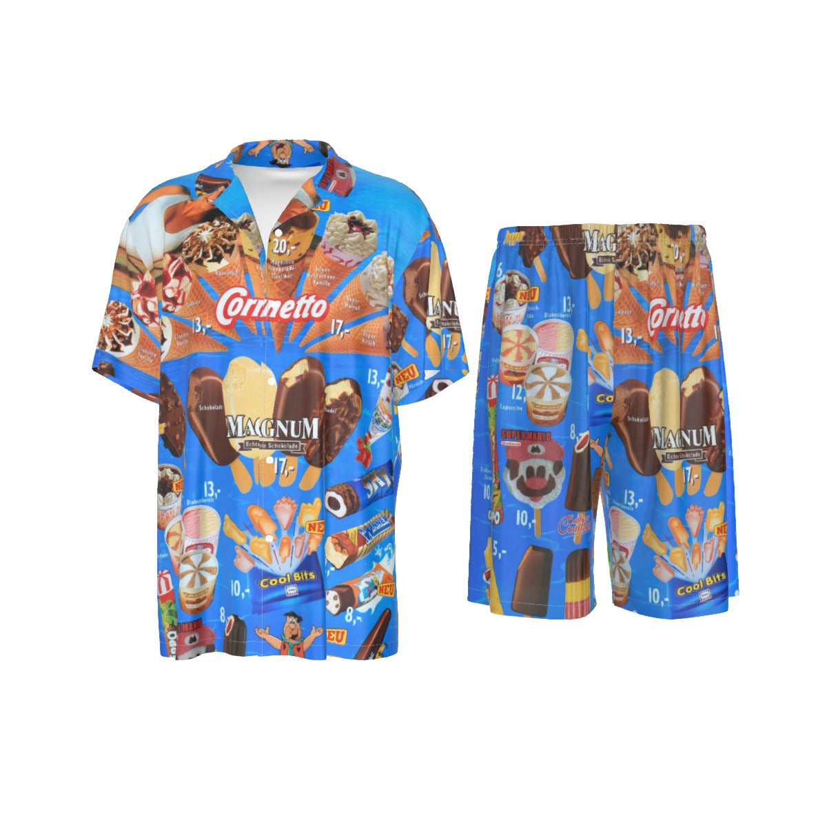 Vibrant tropical Hawaiian shirt and shorts set in silk