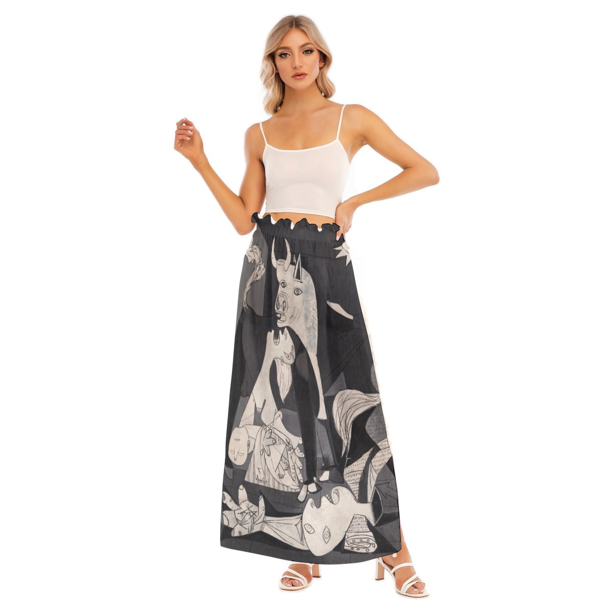 Abstract side split skirt inspired by Guernica