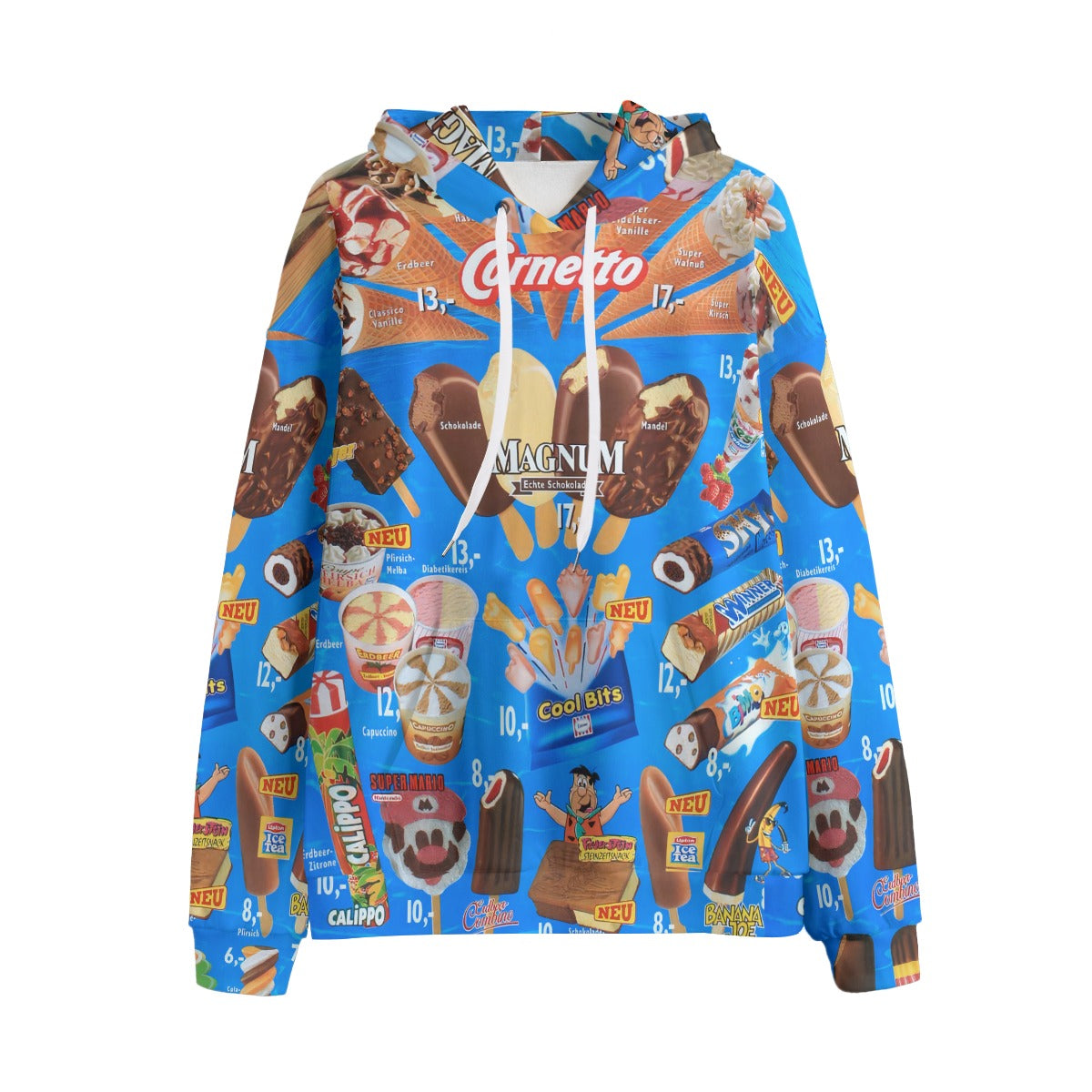 Vibrant ice cream print hoodie with tropical Hawaiian design.