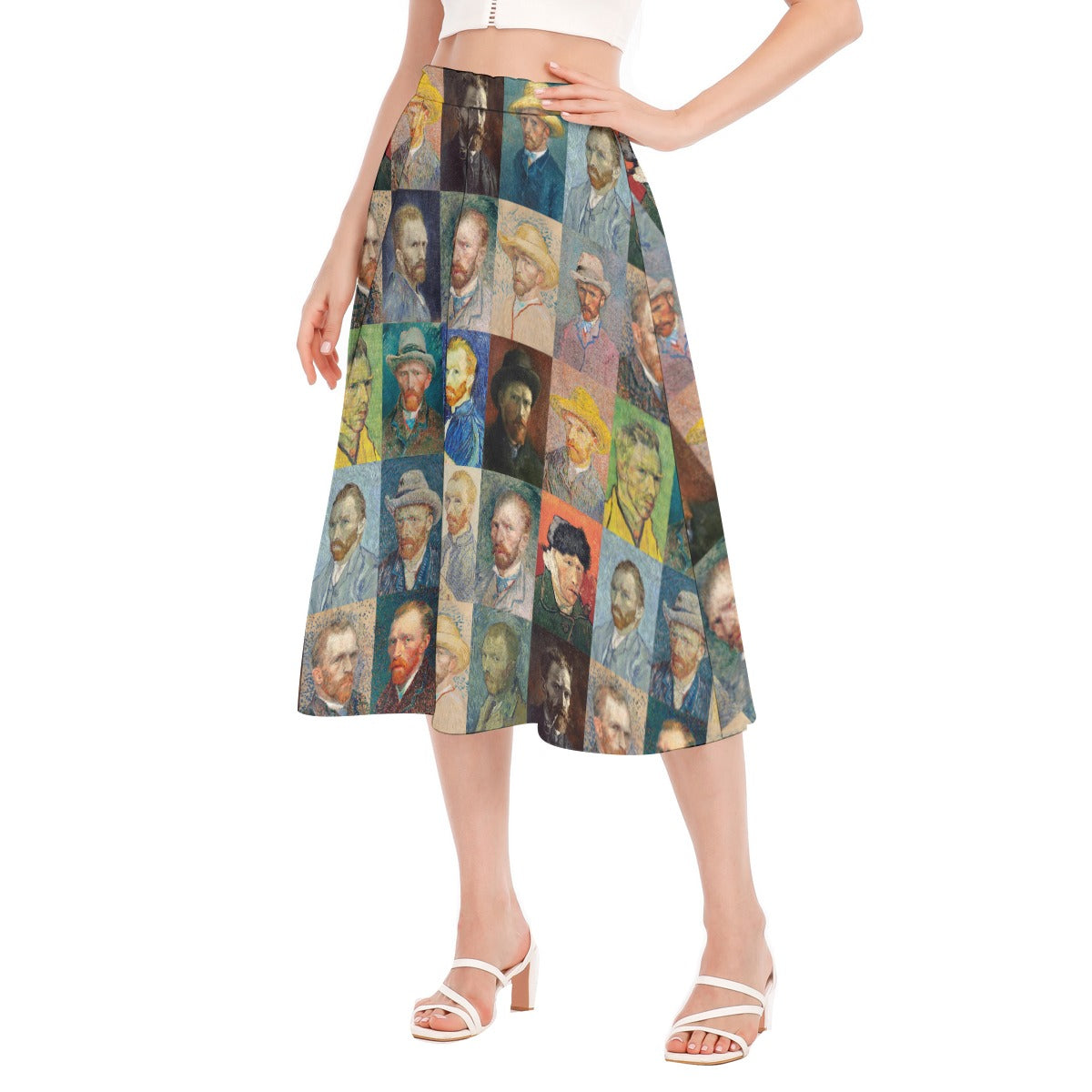 Elegant women's skirt with Van Gogh's self-portraits