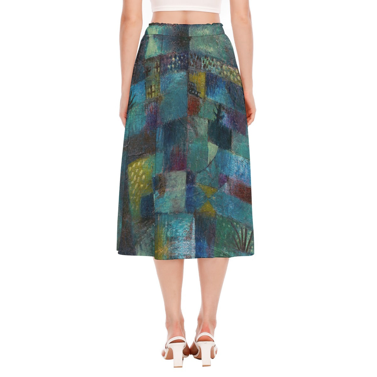 Artistic flowing skirt inspired by Paul Klee's Terraced Garden