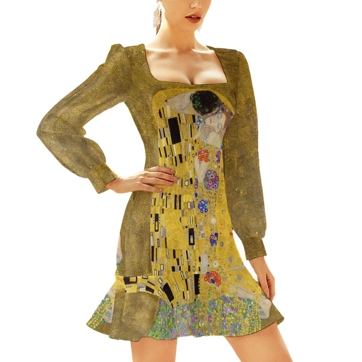 Enchanting Gustav Klimt-inspired ruffle hem dress