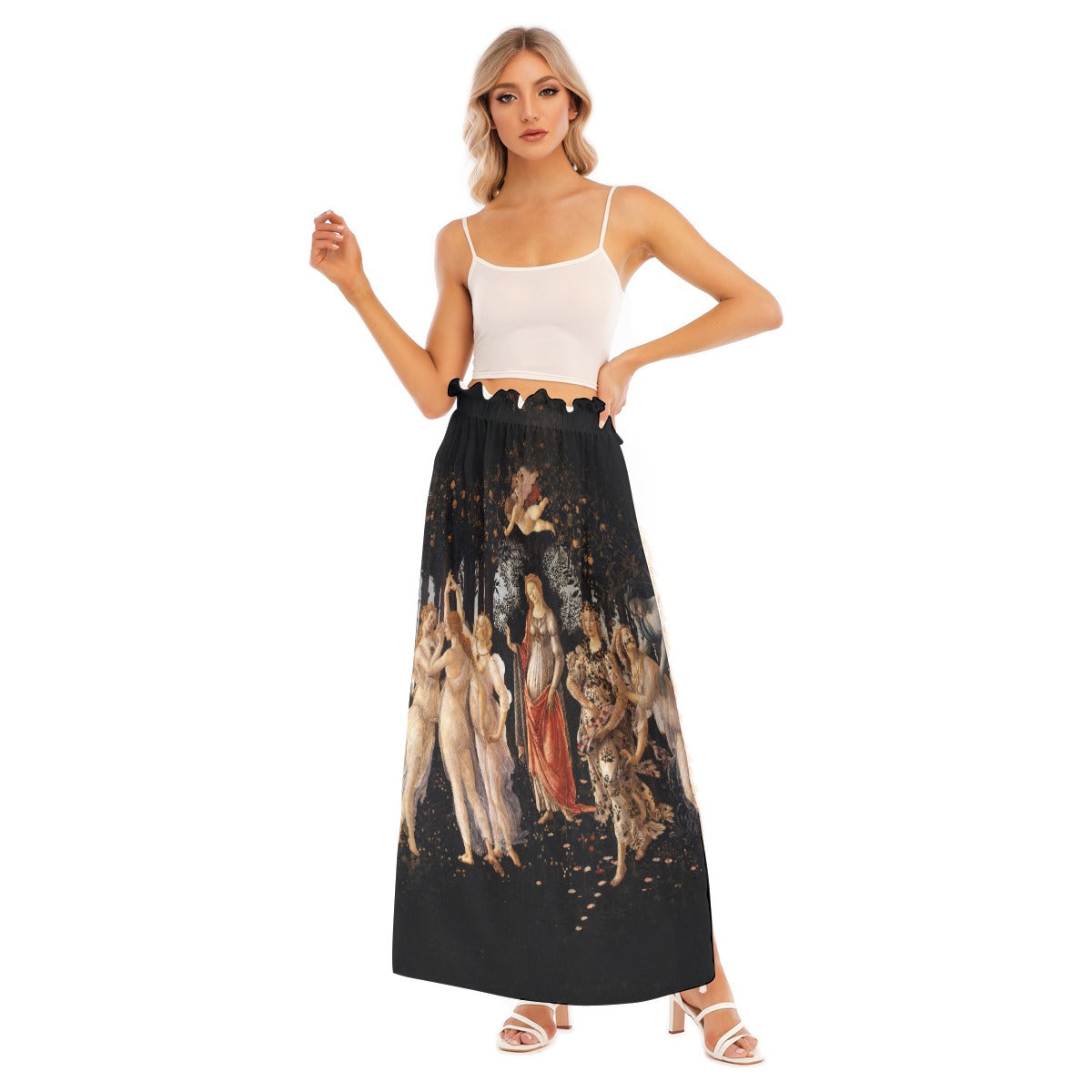Enchanting Primavera Side Split Skirt - Front View