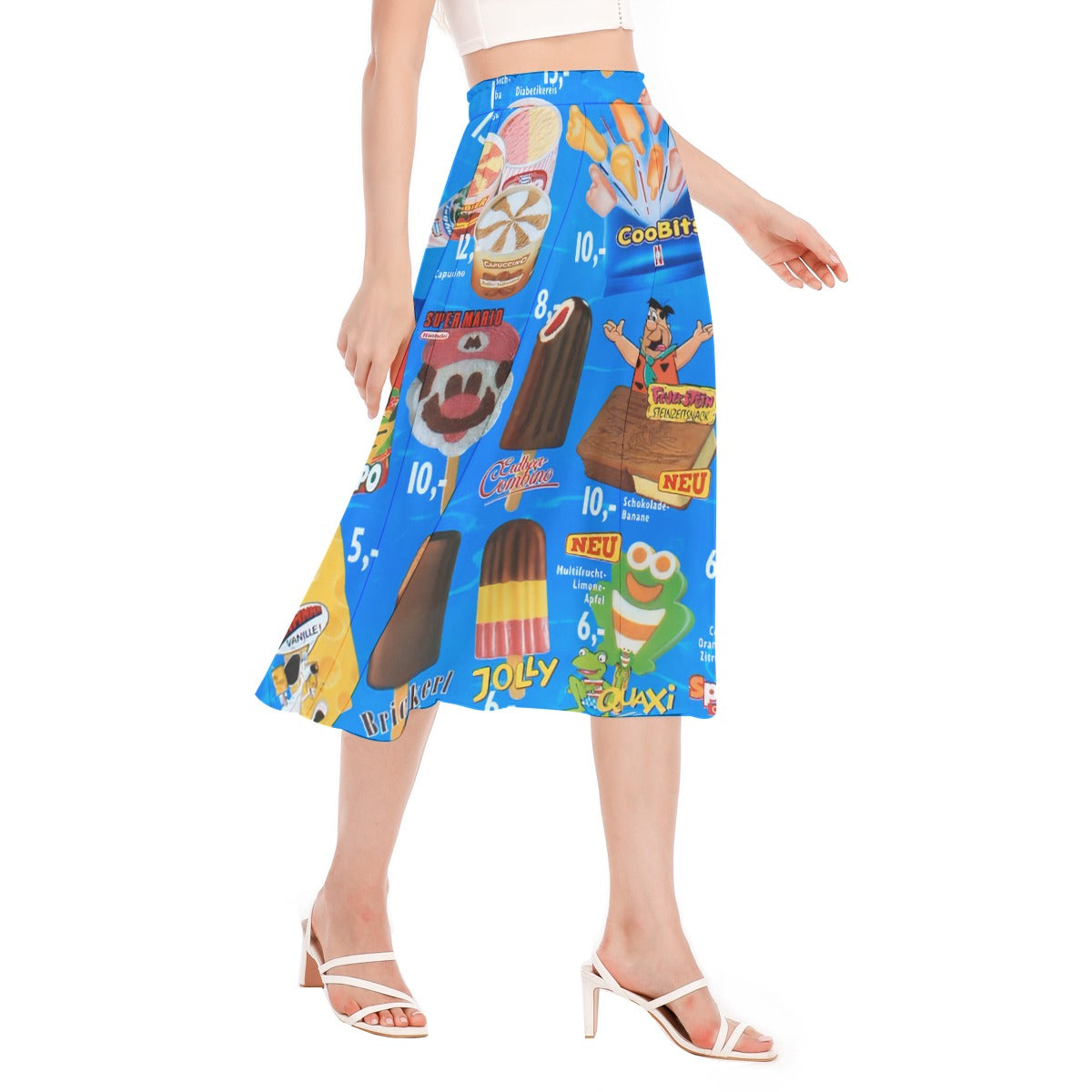 Retro beachwear skirt with a fun ice cream pattern