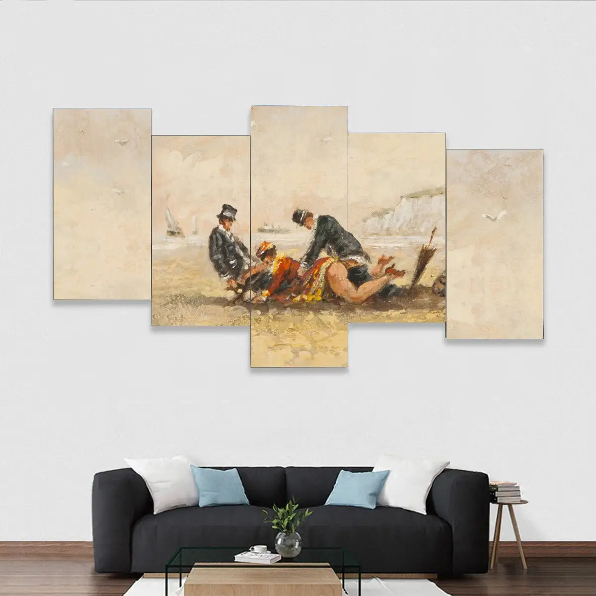 The Beach Scene Five-Piece Canvas Mural brings coastal beauty into homes