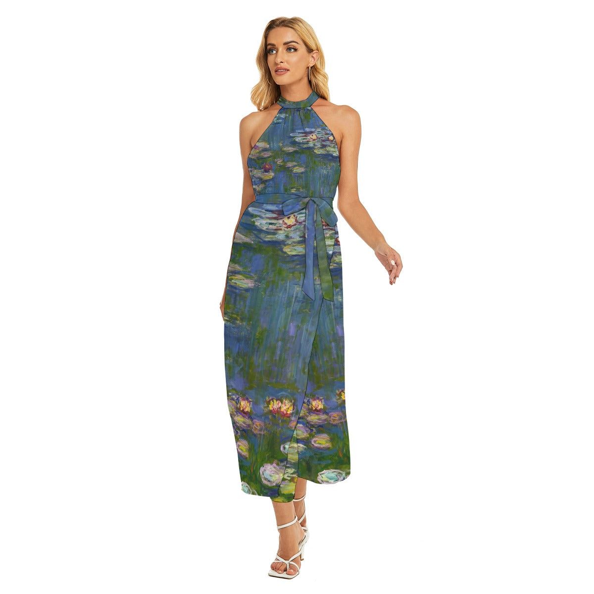 Enchanted Water Lilies Halter Dress - Floral Fashion