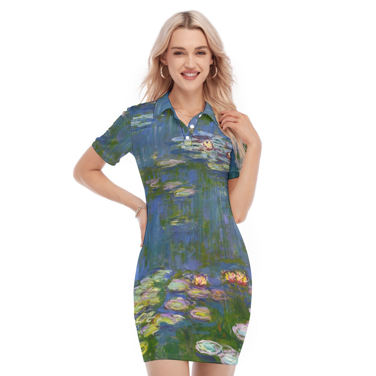 Enchanting Lily Pond Dress with Floral Print