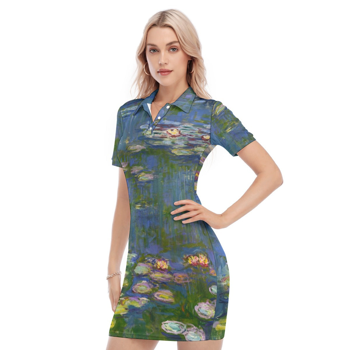 Serene Fashion with Water Lilies Print