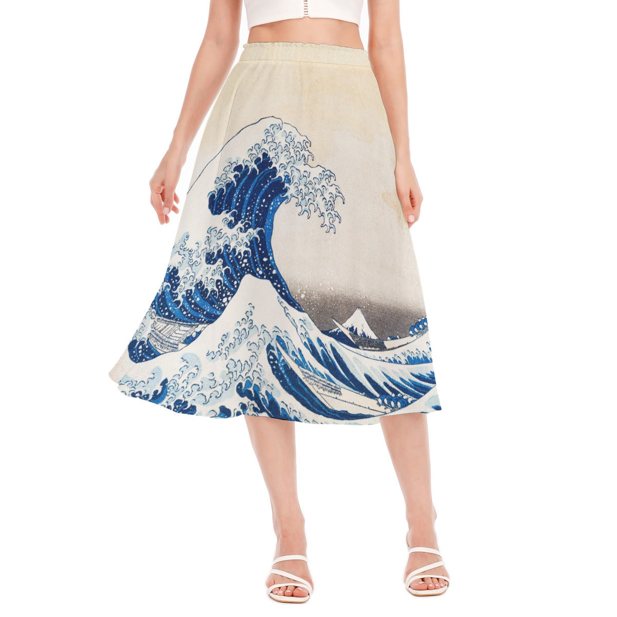 Flowing chiffon skirt in oceanic hues