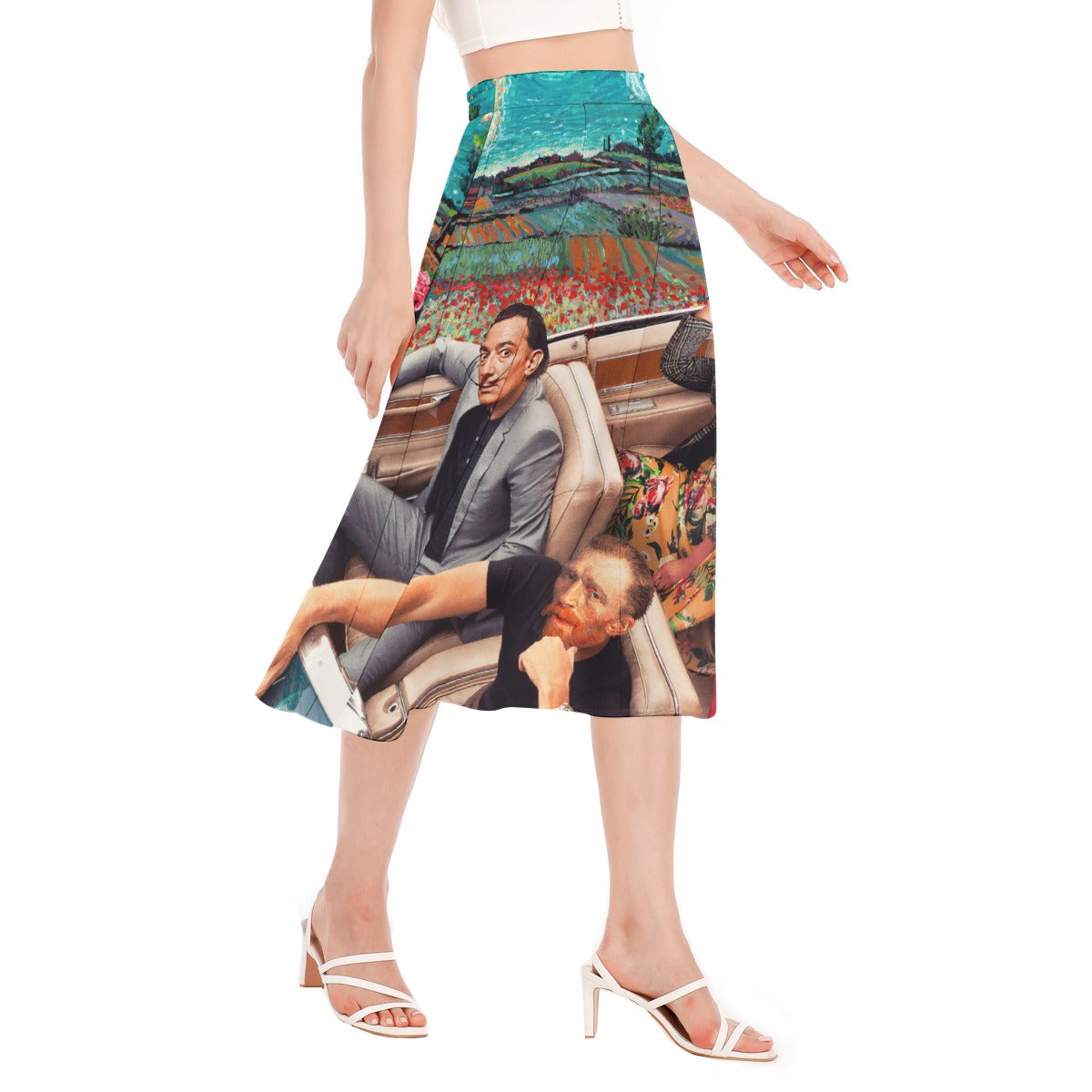 Wearable art skirt in lightweight chiffon