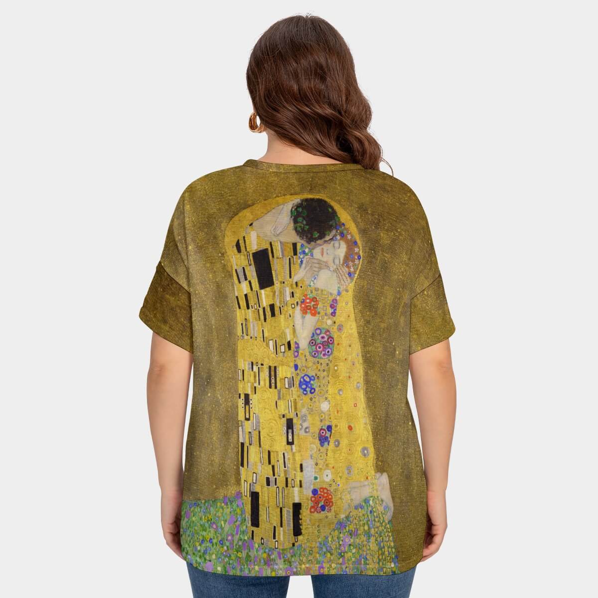 Artistic Drop-shoulder T-shirt with Sleeve Loops