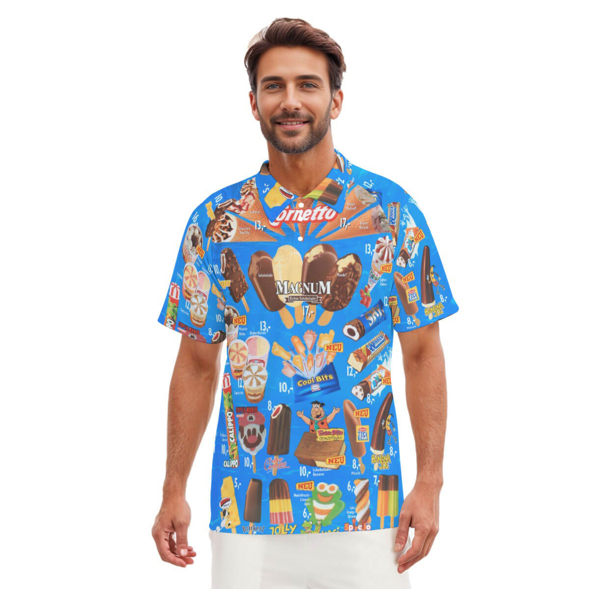 Retro Hawaiian ice cream print polo shirt