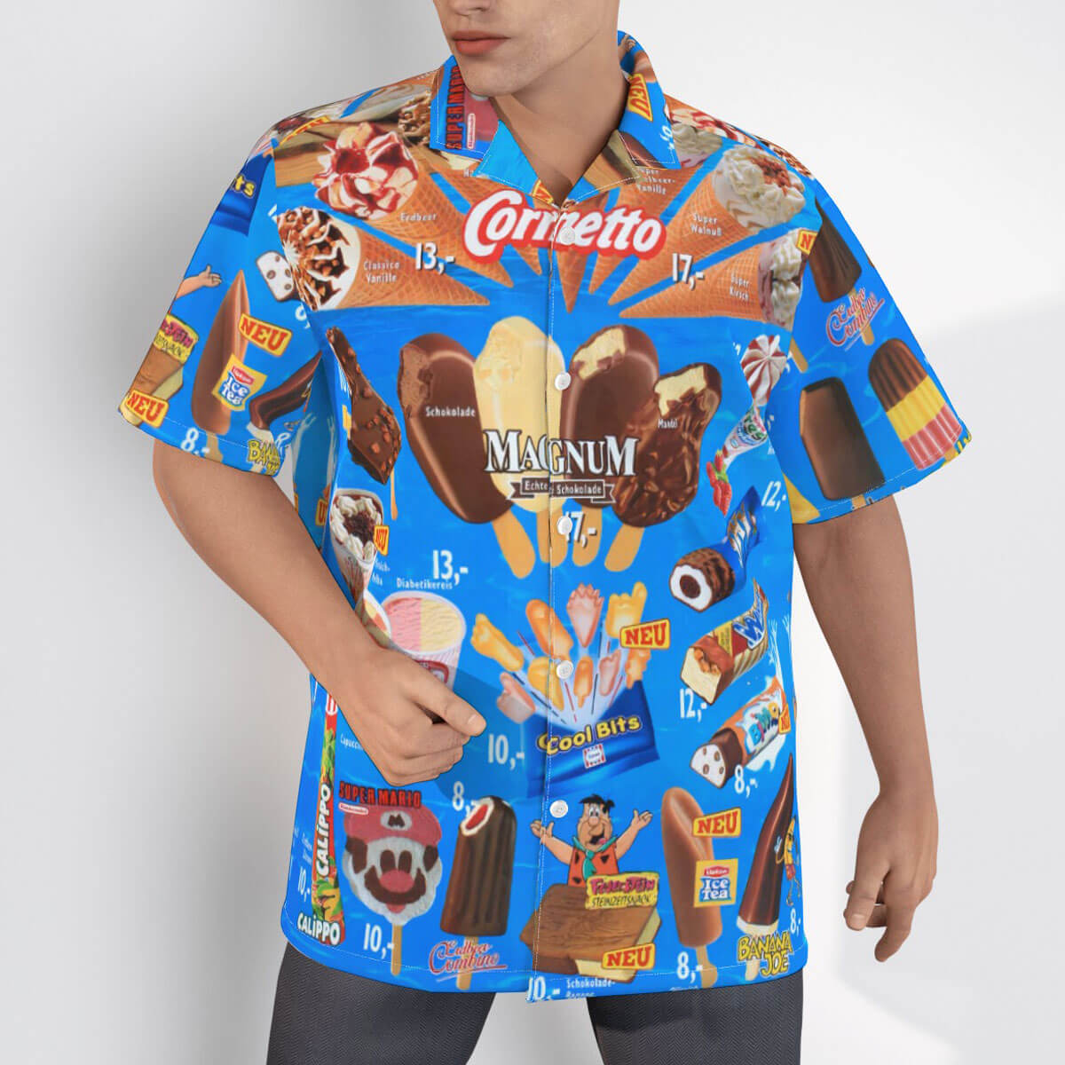 Ice Cream design on a classic Hawaiian shirt