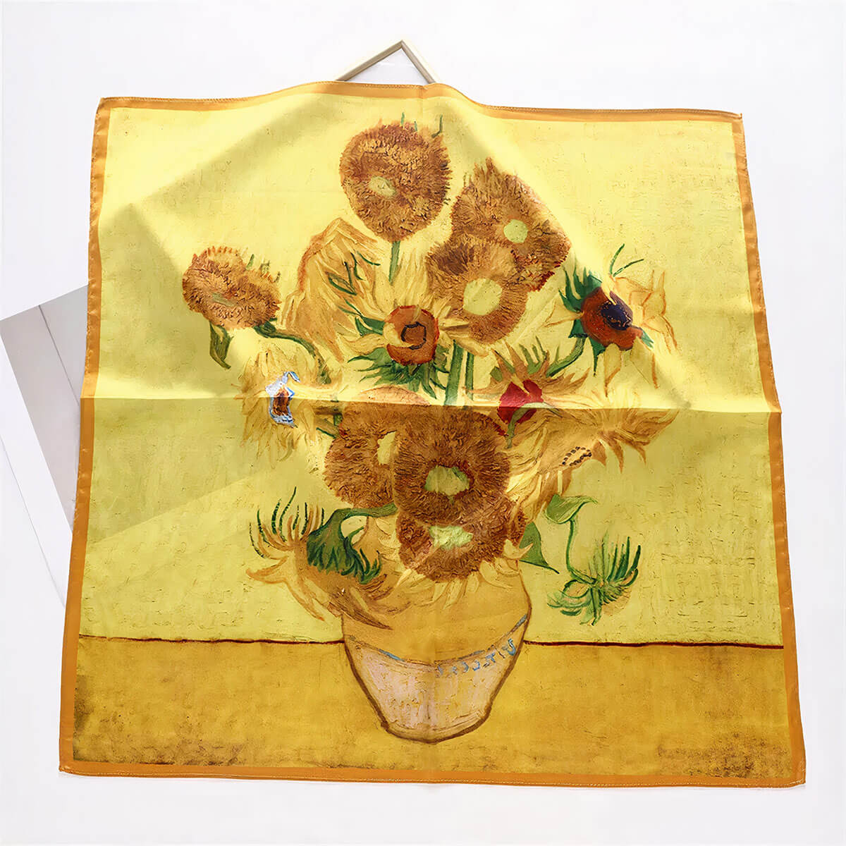 Color vibrancy showcase of Vincent van Gogh silk scarf collection