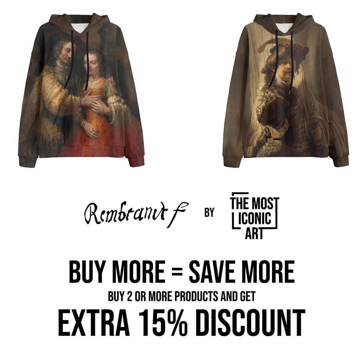 Baroque-inspired hoodie: Rembrandt's rich color palette and chiaroscuro technique applied to a comfortable, modern garment.