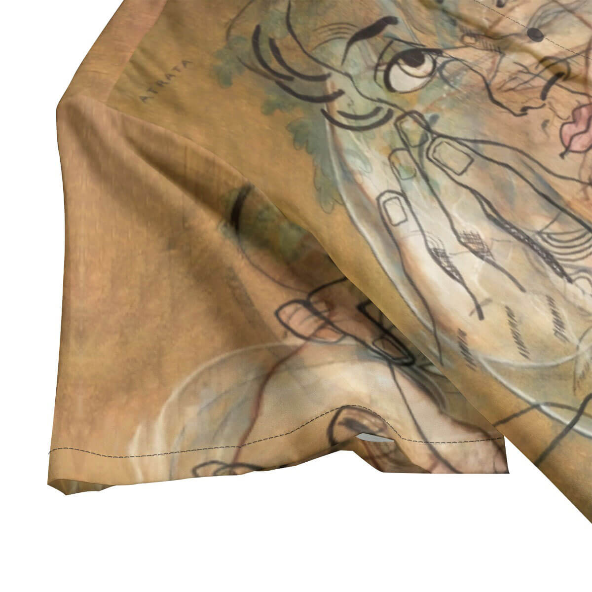 Close-up of mechanical design on Picabia-inspired aloha shirt