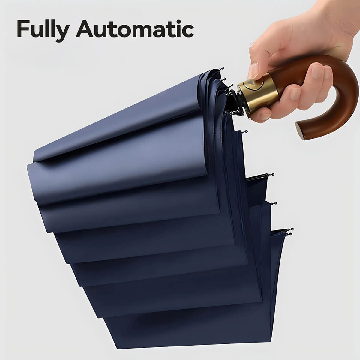 One-touch open mechanism of automatic folding umbrella in action