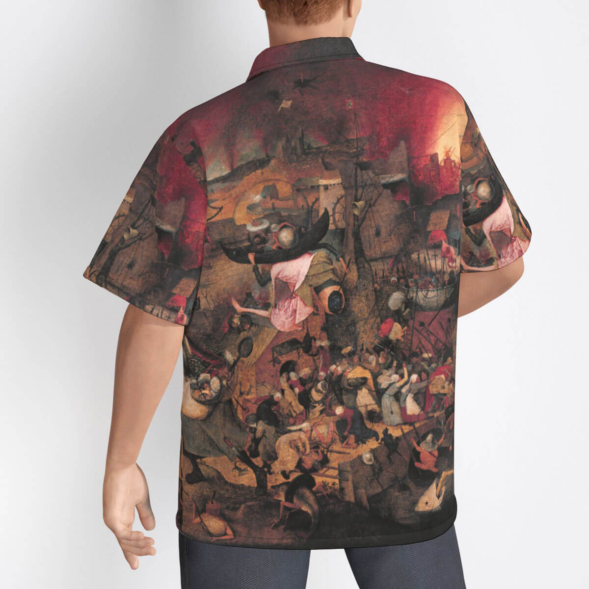 Wearable art: Dull Gret painting on tropical button-up shirt