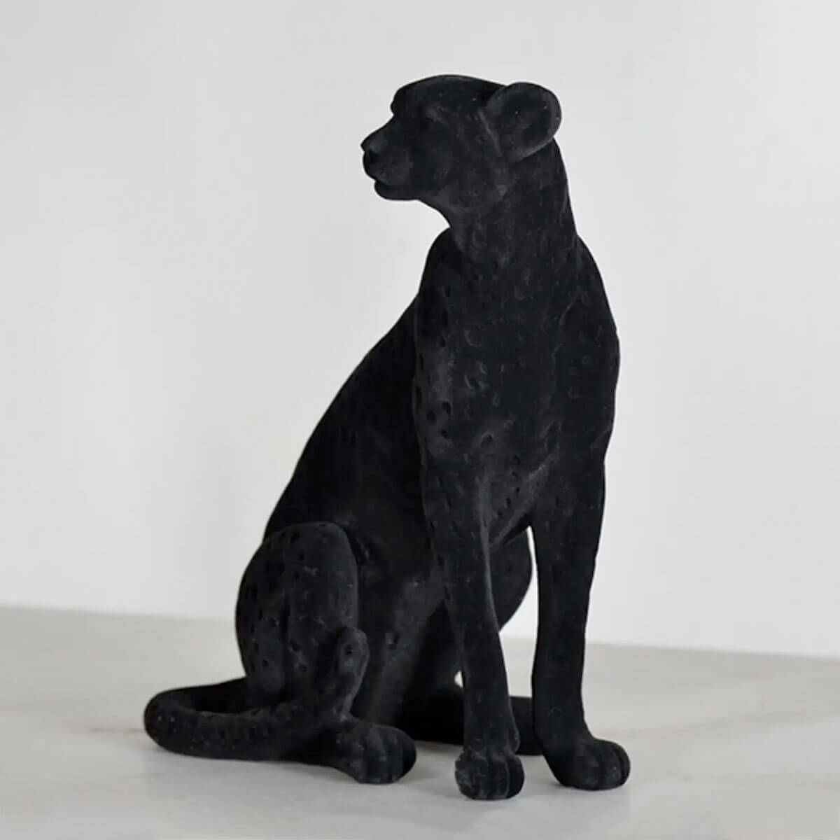 Enigmatic Night Guardian - Mystical Black Leopard Sculpture