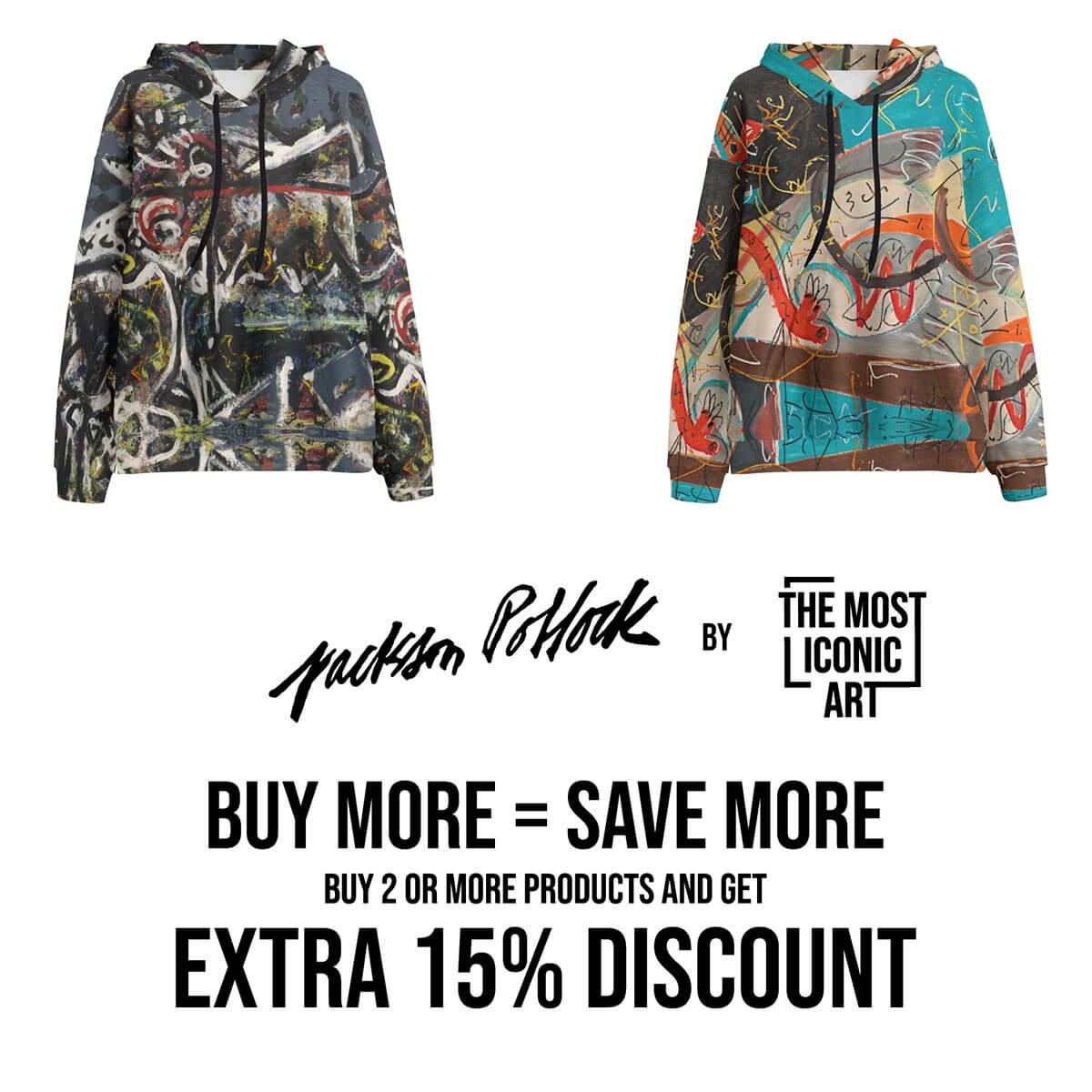 Abstract Jackson Pollock-inspired hoodie with paint splatters